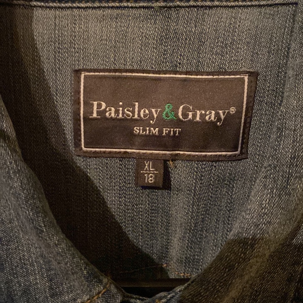 Paisley & Gray XL Slim-Fit Casual Dress Shirt Pearl Snap - Picture 3 of 6